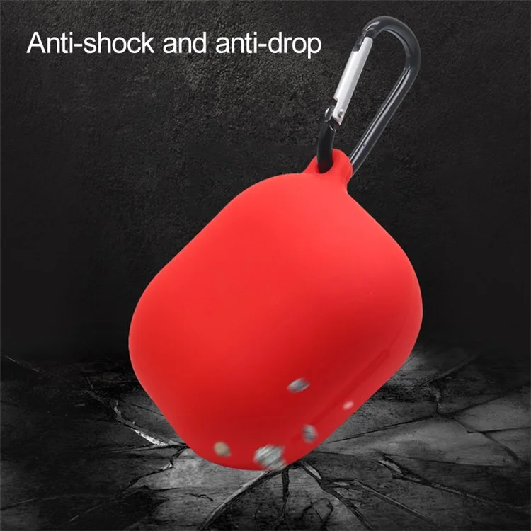 Para Beats Fit Pro Auricular Inalámbrico Bluetooth Estuche de Silicona Antirayado Caja de Carga con Mosquetón - Rojo
