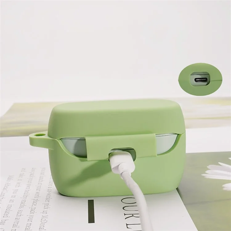 Pour Jabra Elite 4 Étui de protection en silicone caoutchouté pour écouteurs Bluetooth sans odeur Accessoire d'écouteurs Bluetooth - Vert