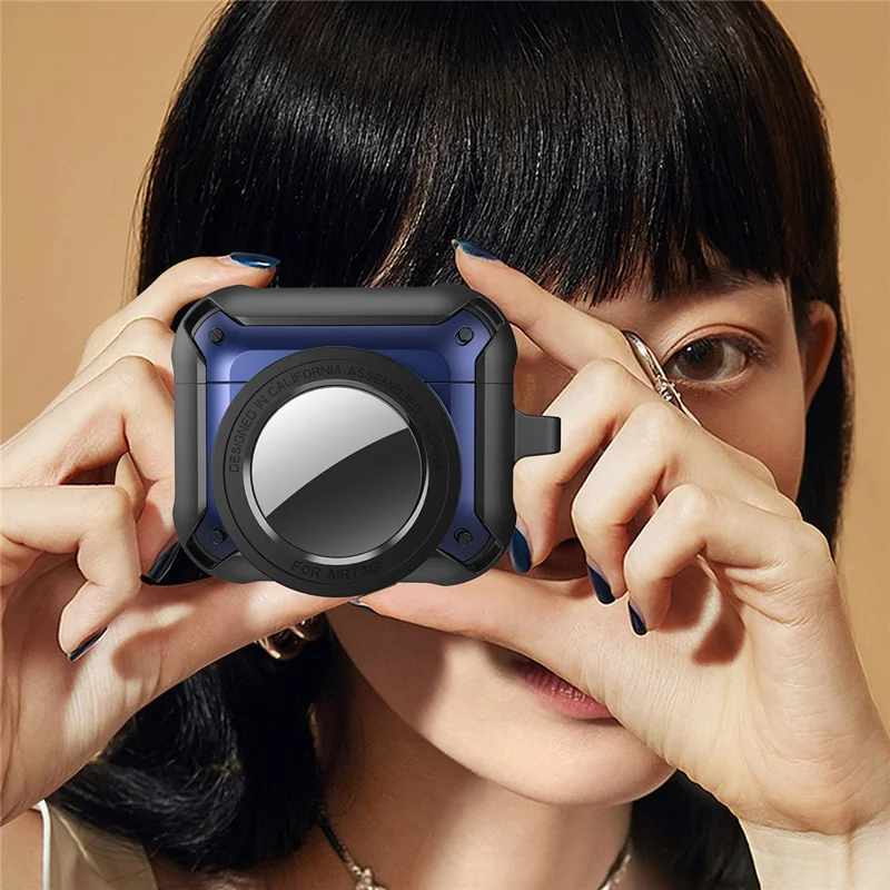 For Apple AirPods 3 Wireless Earphone + for AirTag Smart Tracker Protective Cover Drop-proof Dust-proof Case - Silver