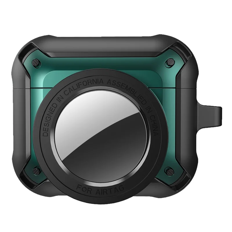 For Apple AirPods 3 Wireless Earphone + for AirTag Smart Tracker Protective Cover Drop-proof Dust-proof Case - Green