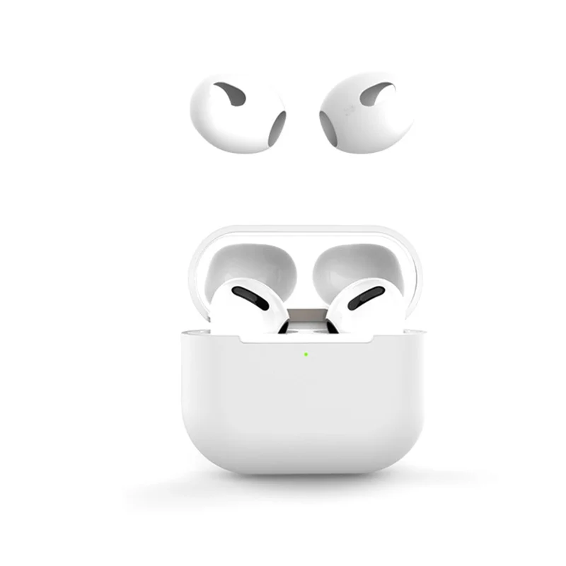 For Apple AirPods 3 Portable Protective Case Earbuds Soft Silicone Protector with Ear Caps - White
