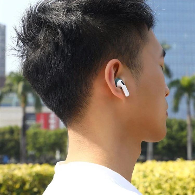 For Apple AirPods 3 + for AirTag 2-in-1 Silicone Protective Cover Drop-proof Dust-proof Case with Carabiner and Ear Caps - Black
