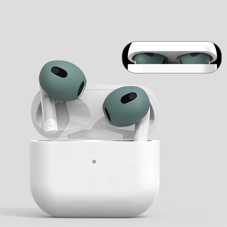 For Apple AirPods 3 + for AirTag 2-in-1 Silicone Protective Cover Drop-proof Dust-proof Case with Carabiner and Ear Caps - Black
