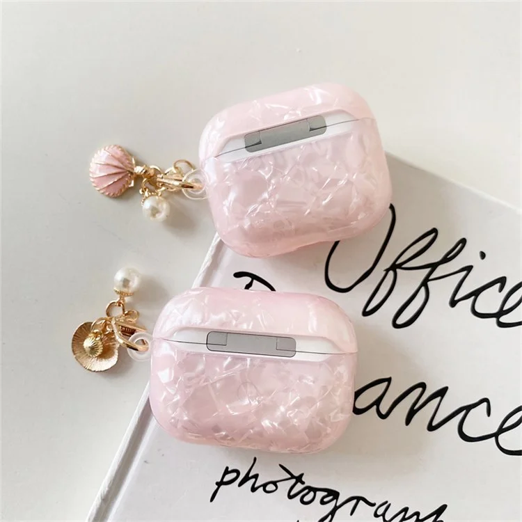 For Apple AirPods Pro Stylish Bluetooth-compatible Earphone TPU Protective Cover Charging Case Sleeve with Shell Pendant