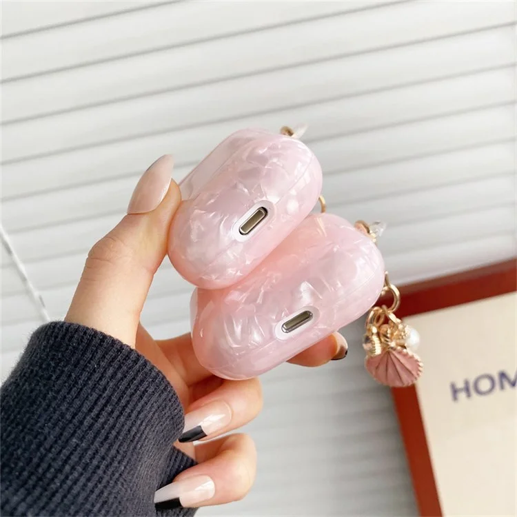For Apple AirPods Pro Stylish Bluetooth-compatible Earphone TPU Protective Cover Charging Case Sleeve with Shell Pendant