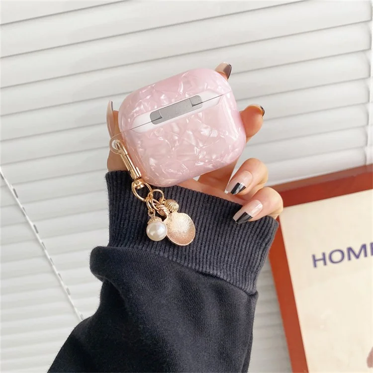 For Apple AirPods Pro Stylish Bluetooth-compatible Earphone TPU Protective Cover Charging Case Sleeve with Shell Pendant