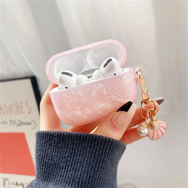 For Apple AirPods Pro Stylish Bluetooth-compatible Earphone TPU Protective Cover Charging Case Sleeve with Shell Pendant