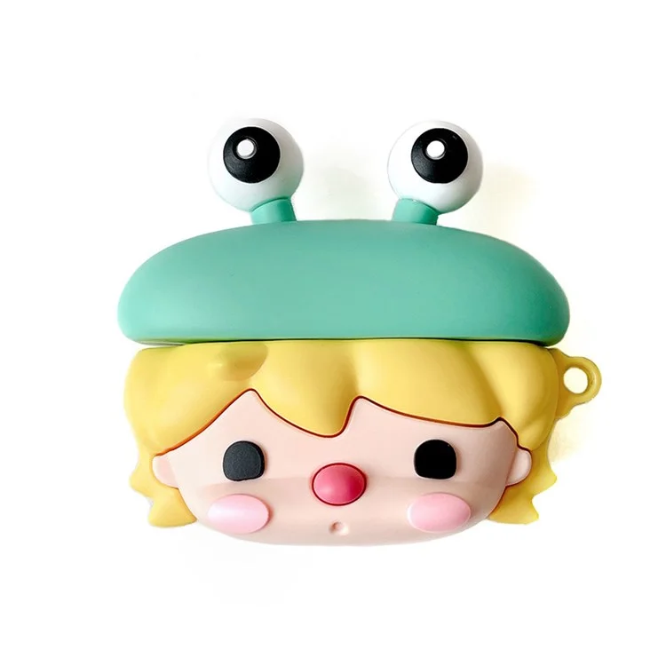 Para Apple AirPods Pro Cute Frog Design Ear Fone de Ouvido Anti-arranhão Capa de Protetor de Silicone de Silicone Caixa de Carregamento Com Gancho