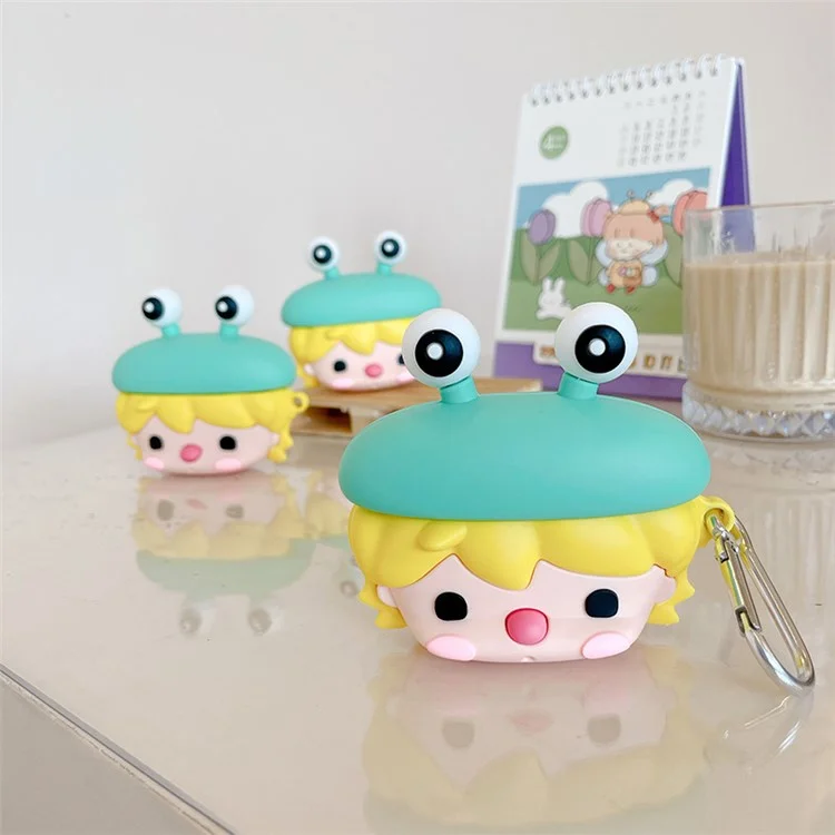Para Apple AirPods Pro Cute Frog Design Ear Fone de Ouvido Anti-arranhão Capa de Protetor de Silicone de Silicone Caixa de Carregamento Com Gancho