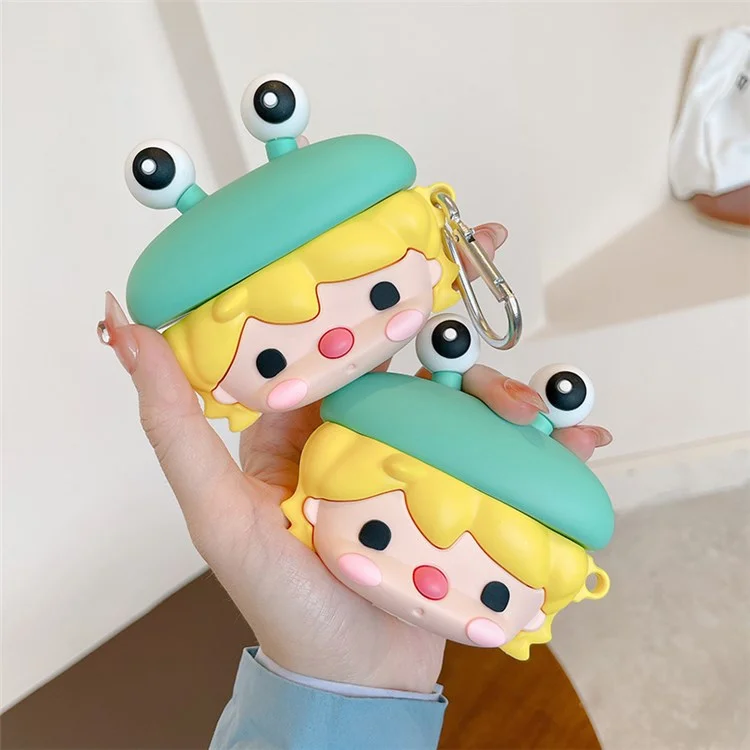 Para Apple AirPods Pro Cute Frog Design Ear Fone de Ouvido Anti-arranhão Capa de Protetor de Silicone de Silicone Caixa de Carregamento Com Gancho