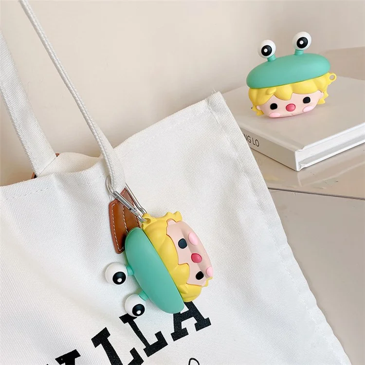Para Apple AirPods Pro Cute Frog Design Ear Fone de Ouvido Anti-arranhão Capa de Protetor de Silicone de Silicone Caixa de Carregamento Com Gancho