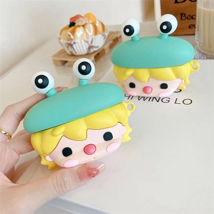 Para Apple AirPods Pro Cute Frog Design Ear Fone de Ouvido Anti-arranhão Capa de Protetor de Silicone de Silicone Caixa de Carregamento Com Gancho