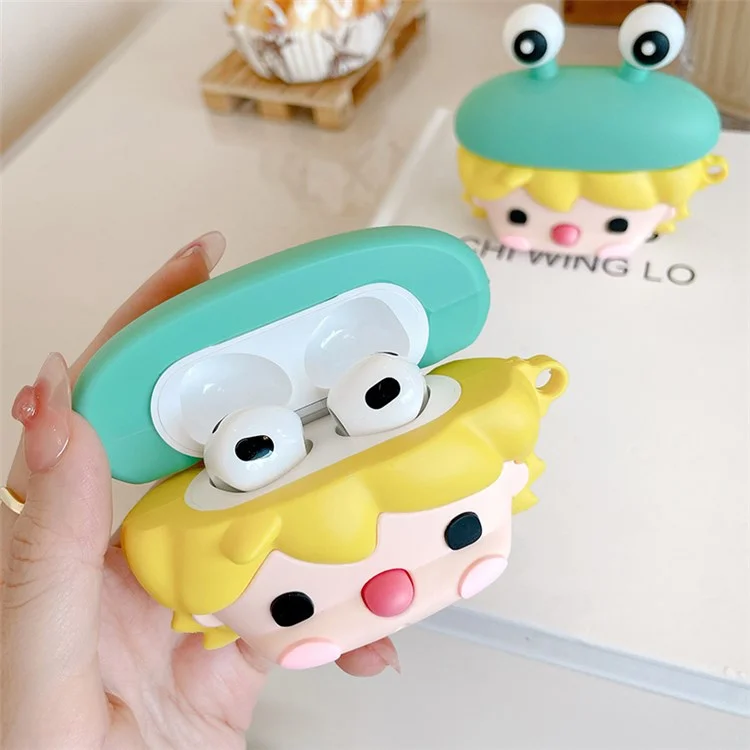 Para Apple AirPods Pro Cute Frog Design Ear Fone de Ouvido Anti-arranhão Capa de Protetor de Silicone de Silicone Caixa de Carregamento Com Gancho