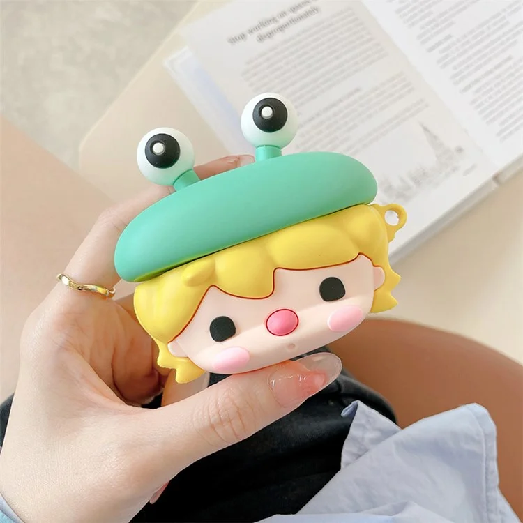 Para Apple AirPods Pro Cute Frog Design Ear Fone de Ouvido Anti-arranhão Capa de Protetor de Silicone de Silicone Caixa de Carregamento Com Gancho