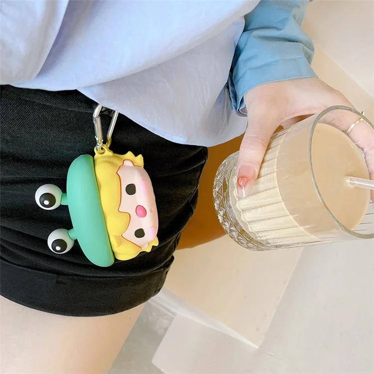 Para Apple AirPods Pro Cute Frog Design Ear Fone de Ouvido Anti-arranhão Capa de Protetor de Silicone de Silicone Caixa de Carregamento Com Gancho
