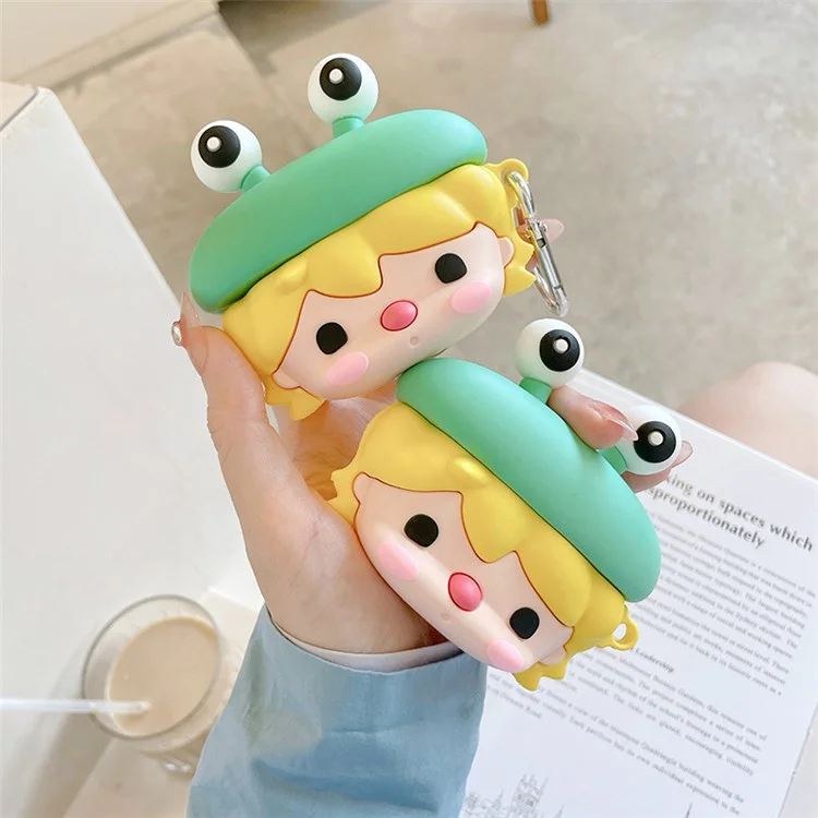 Para Apple AirPods Pro Cute Frog Design Ear Fone de Ouvido Anti-arranhão Capa de Protetor de Silicone de Silicone Caixa de Carregamento Com Gancho