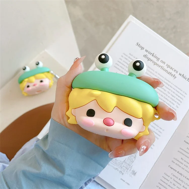 Para Apple AirPods Pro Cute Frog Design Ear Fone de Ouvido Anti-arranhão Capa de Protetor de Silicone de Silicone Caixa de Carregamento Com Gancho