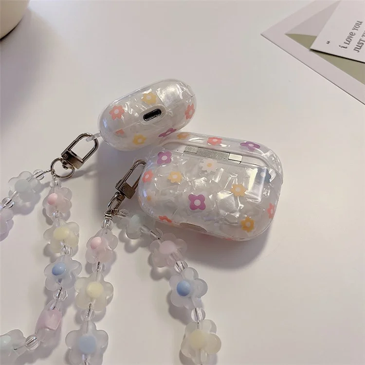 Per Apple AirPods Con Custodia Di Ricarica (2016) / (2019) / AirPod Con Cassa Di Ricarica Wireless (2019) Cassa Di Protezione Anti-caduta Anticaduta Auricolare Bluetooth Bluetooth Con Cinturino A Mano Fiore