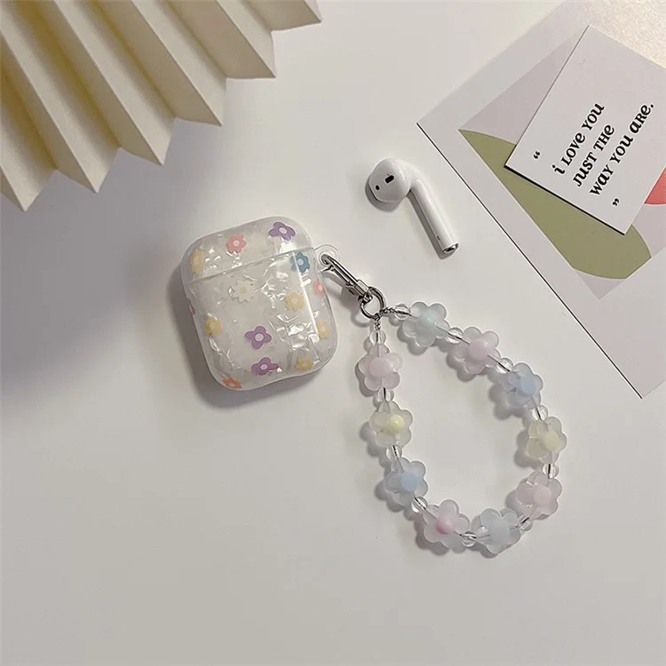Per Apple AirPods Con Custodia Di Ricarica (2016) / (2019) / AirPod Con Cassa Di Ricarica Wireless (2019) Cassa Di Protezione Anti-caduta Anticaduta Auricolare Bluetooth Bluetooth Con Cinturino A Mano Fiore