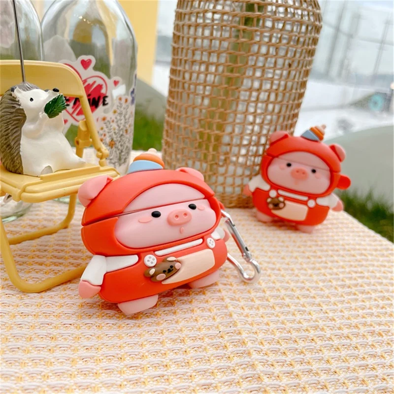 For Apple AirPods with Charging Case (2016)/(2019)/AirPods with Wireless Charging Case (2019) Cute Pig Silicone Protective Case