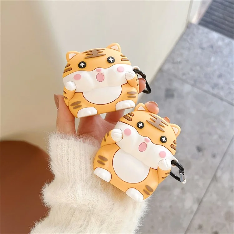 For Apple AirPods Pro Bluetooth-compatible Earbuds Case Cartoon Tiger Soft Silicone Protective Cover