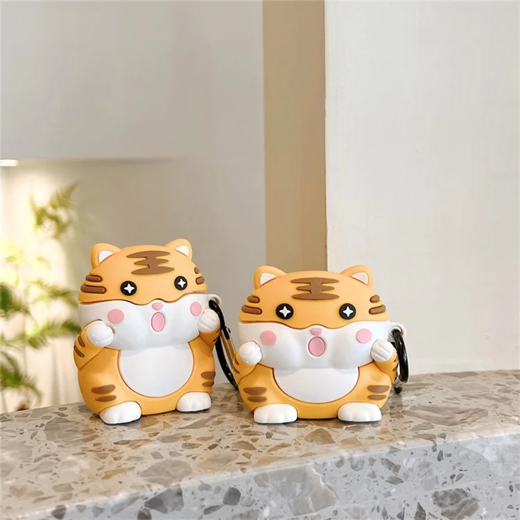 For Apple AirPods Pro Bluetooth-compatible Earbuds Case Cartoon Tiger Soft Silicone Protective Cover
