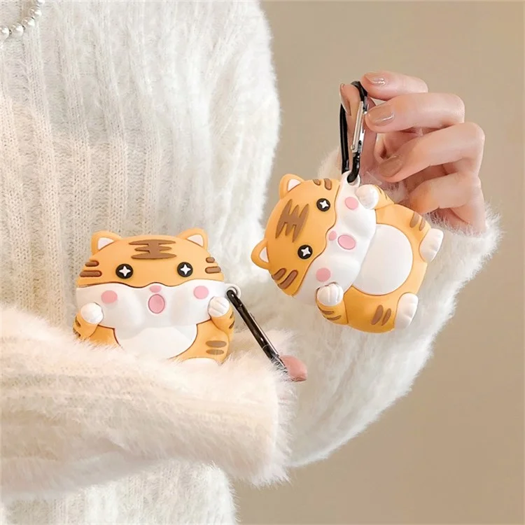 For Apple AirPods Pro Bluetooth-compatible Earbuds Case Cartoon Tiger Soft Silicone Protective Cover