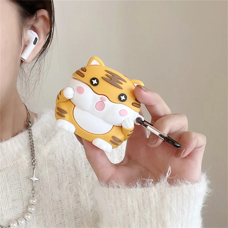 For Apple AirPods Pro Bluetooth-compatible Earbuds Case Cartoon Tiger Soft Silicone Protective Cover