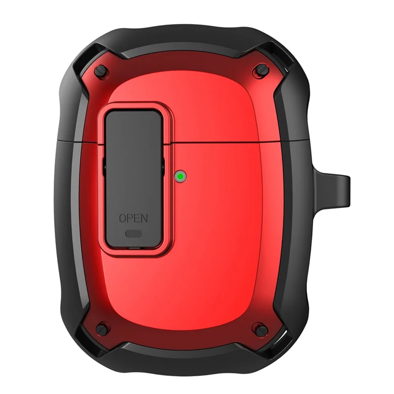 For Google Pixel Buds A Bluetooth-compatible Earbuds Protective Case Snap-on Lid Design Anti-drop Earphone Cover with Hanging Buckle - Red