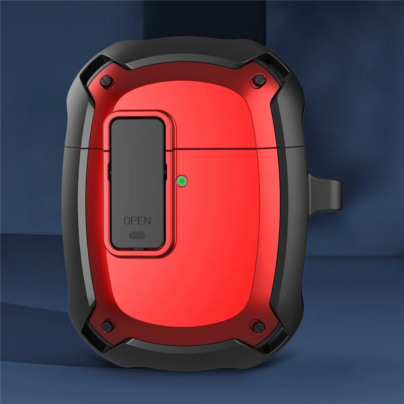 For Google Pixel Buds A Bluetooth-compatible Earbuds Protective Case Snap-on Lid Design Anti-drop Earphone Cover with Hanging Buckle - Red