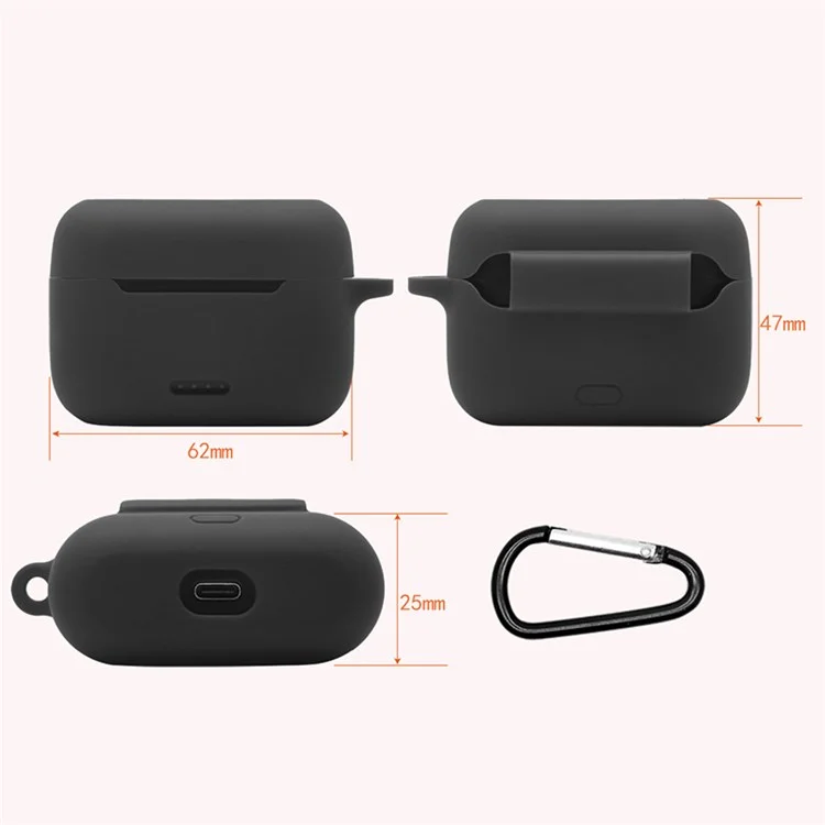 Anti-fall Silicone Case for TOZO NC2 Wireless Bluetooth-compatible Headphones Cover with Anti-lost Carabiner - Midnight Blue