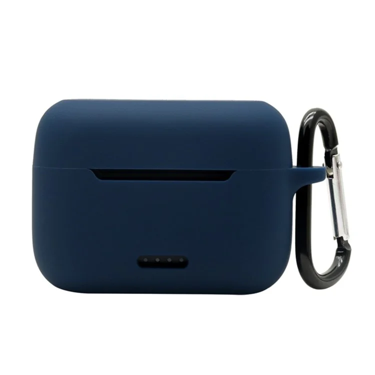 Anti-fall Silicone Case for TOZO NC2 Wireless Bluetooth-compatible Headphones Cover with Anti-lost Carabiner - Midnight Blue