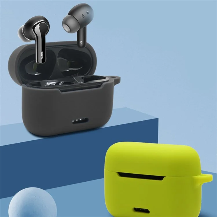 Anti-fall Silicone Case for TOZO NC2 Wireless Bluetooth-compatible Headphones Cover with Anti-lost Carabiner - Midnight Blue