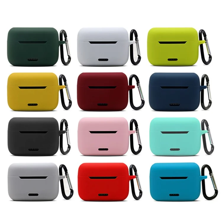 Anti-fall Silicone Case for TOZO NC2 Wireless Bluetooth-compatible Headphones Cover with Anti-lost Carabiner - Midnight Blue