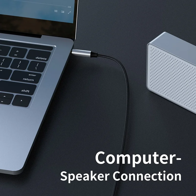 1m TRS 3.5 Male to TRS 3.5 Male Audio Cable Car AUX Adapter Braided Wire - Silver