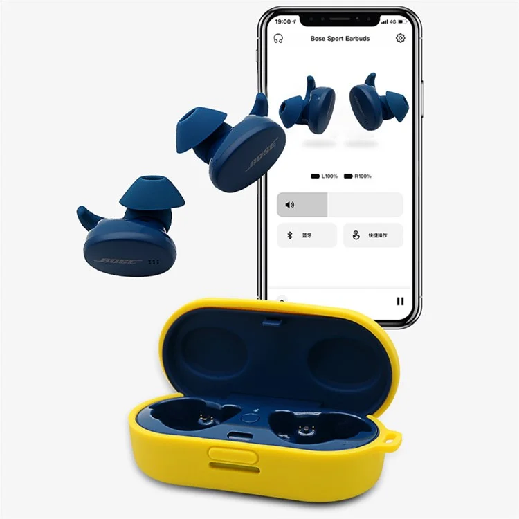 Para Bose Sport Earbuds Bluetooth TWS Auricular Funda de Silicona a Prueba de Caídas con Hebilla Antifurto - Blanco