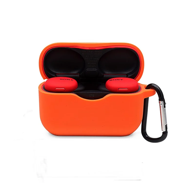 Für Sony WF-H800 TWS Bluetooth Ohrhörer Silikon Drop-proof-deckungskoffer Mit Hängenden Schnalle - Orange