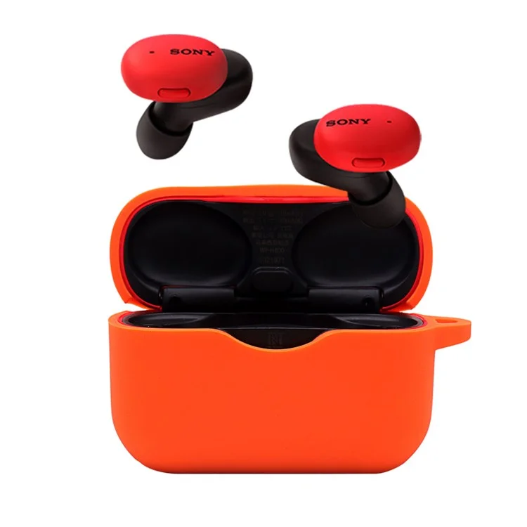 Für Sony WF-H800 TWS Bluetooth Ohrhörer Silikon Drop-proof-deckungskoffer Mit Hängenden Schnalle - Orange