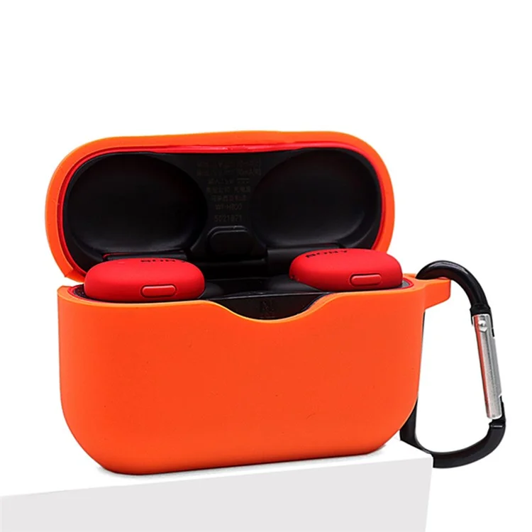 Für Sony WF-H800 TWS Bluetooth Ohrhörer Silikon Drop-proof-deckungskoffer Mit Hängenden Schnalle - Orange