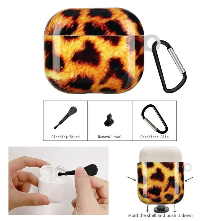 Per Apple AirPods Con Custodia Di Ricarica (2016)/(2019)/AirPods Con Custodia Di Ricarica Wireless (2019) IMD Stamping Aurfongo Case Protettivo TPU Con Gancio - Leopardo Giallo