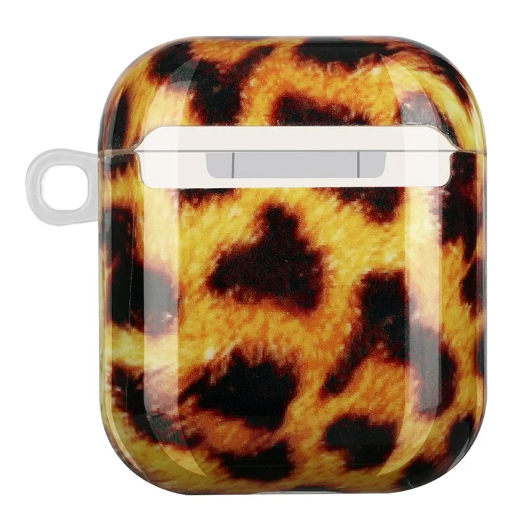 Per Apple AirPods With Charging Case (2016)/(2019)/AirPods With Wireless Charging Case (2019) TPU Case TPU IMD Printing Cover Di Protezione Con Cordino - Leopardo Giallo
