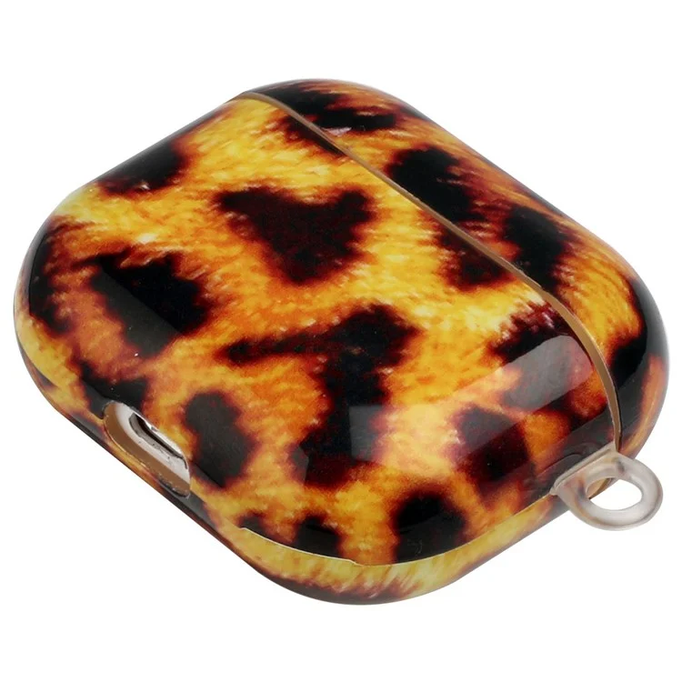 For Apple AirPods 3 Earphone Protective Case IMD Pattern Printing Charging Box TPU Protective Cover with Lanyard - Yellow Leopard