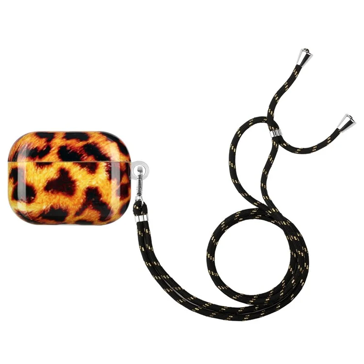 Für Apple Airpods Pro Musterdruck IMD TPU Earphone Case Anti-drogen-ladungsbox-schalenschutz Mit Lanyard - Gelber Leopard