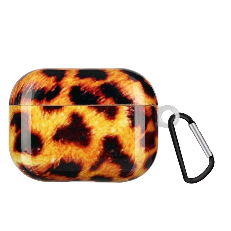 Custodia Per Auricolari TPU Per Apple AirPods Pro, Copertina di Protezione a Prova di Caduta di Ricarica Con Motivi IMD Con Gancio - Leopardo Giallo