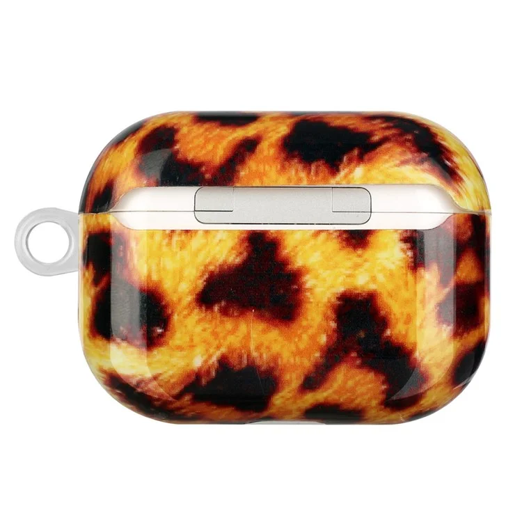 Custodia Per Auricolari TPU Per Apple AirPods Pro, Copertina di Protezione a Prova di Caduta di Ricarica Con Motivi IMD Con Gancio - Leopardo Giallo