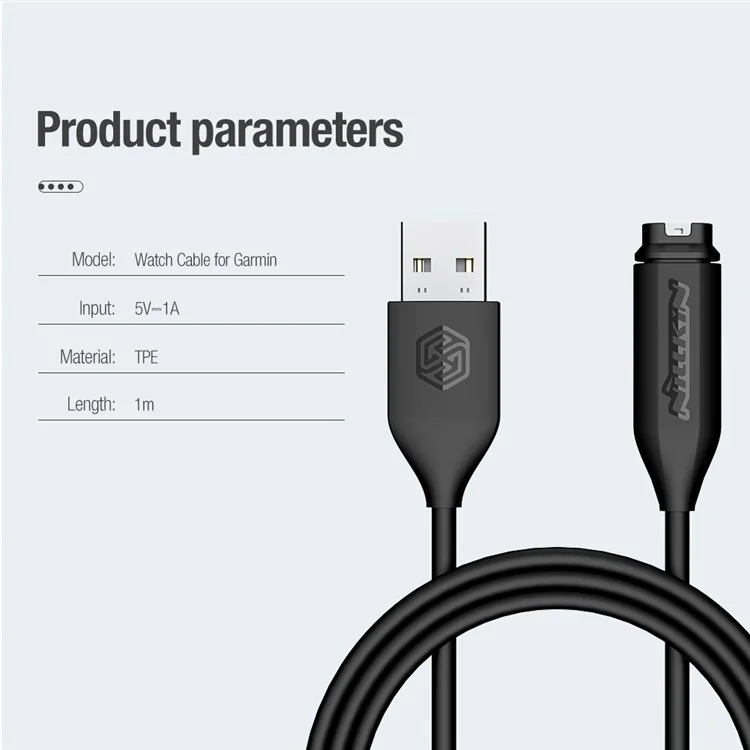 NILLKIN 1m pour Garmin Smart Watch Câble d'alimentation USB Câble de charge rapide