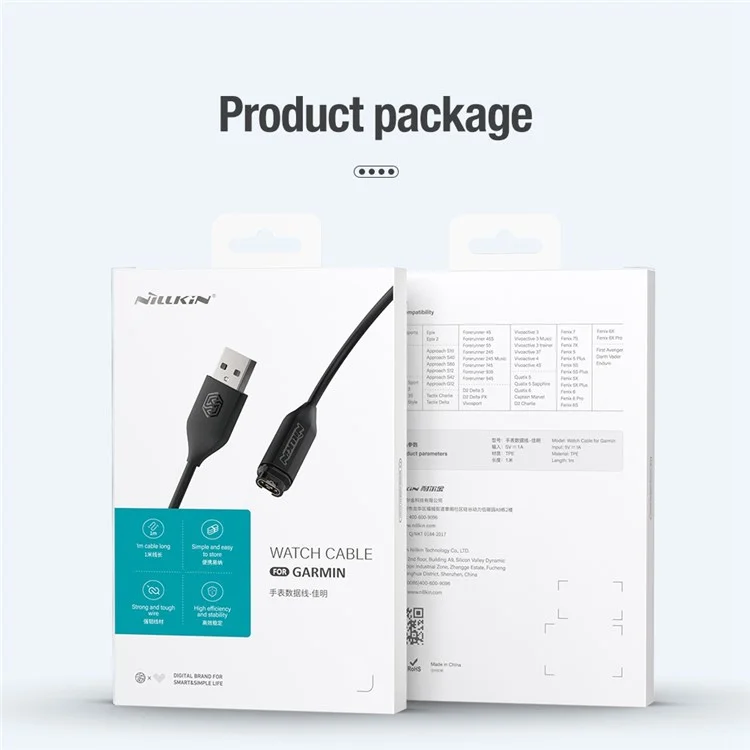 NILLKIN 1m pour Garmin Smart Watch Câble d'alimentation USB Câble de charge rapide