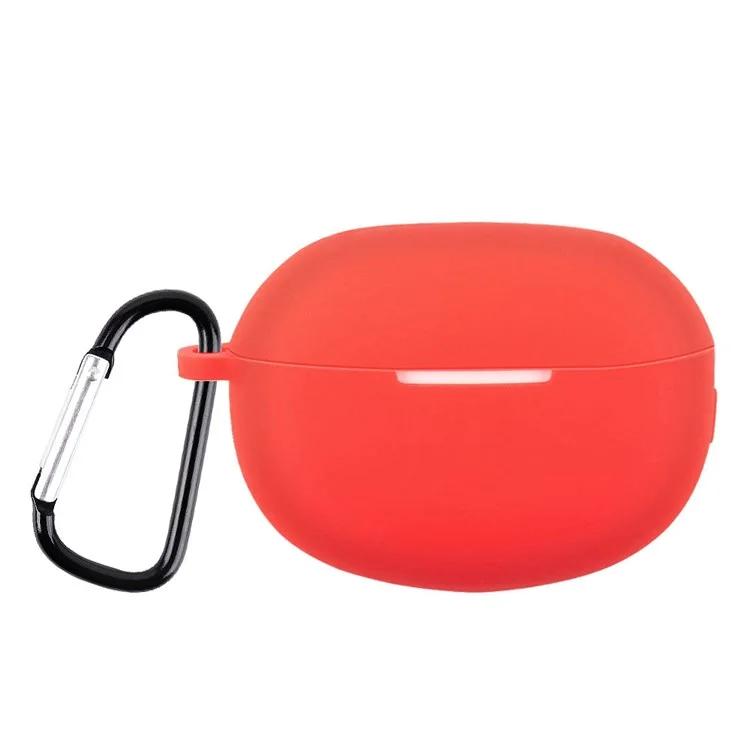 For Realme Buds Air 3 Soft Silicone Shockproof Anti-fall Bluetooth-compatible Earphone Protective Case Shell with Buckle - Red