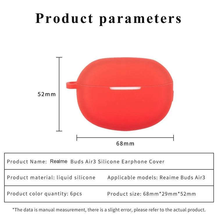 For Realme Buds Air 3 Soft Silicone Shockproof Anti-fall Bluetooth-compatible Earphone Protective Case Shell with Buckle - Red