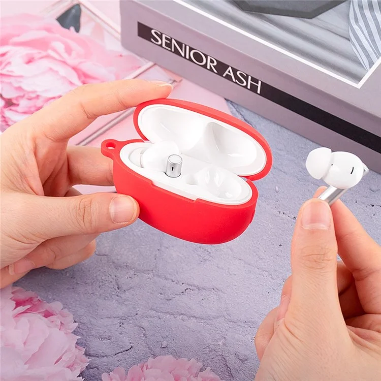 For Realme Buds Air 3 Soft Silicone Shockproof Anti-fall Bluetooth-compatible Earphone Protective Case Shell with Buckle - Sky Blue